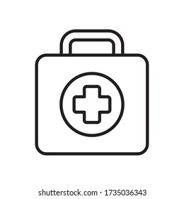 first aid box icon over white background, line style, vector illustration