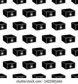 First Aid Box Icon Seamless Pattern, Medical Box, Medicine Box, Doctor Bag Vector Art Illustration