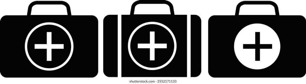 First aid box icon set. Medical briefcase sign. medical briefcase icon vector isolated

