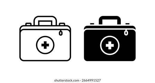 caixa de primeiros socorros. Simples esboço da caixa do kit de primeiros socorros e ícone de estilo de glifo para fins médicos, de saúde e emergências.