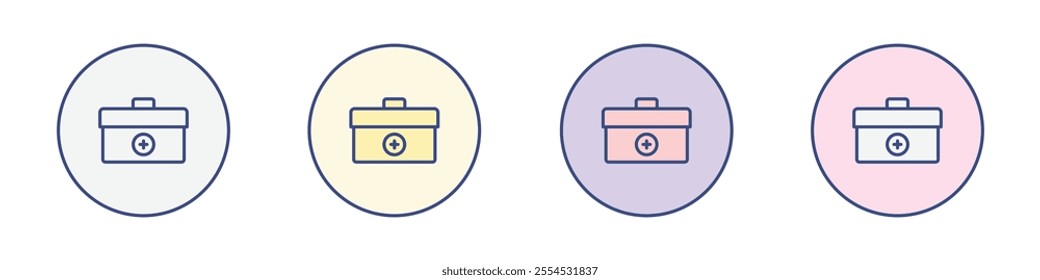 First aid box icon Thin line flat illustration