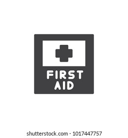 First aid box icon vector, filled flat sign, solid pictogram isolated on white. Emergency symbol, logo illustration.