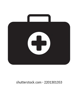 First Aid Box Icon Vector Illustration. Emergency First Aid Icon. Medical Bag Icon.