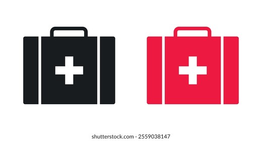 First aid box icons in black and colored version