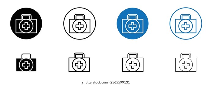 First aid box icons in black and blue colors