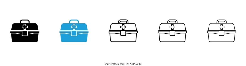 First aid box icons in filled and 3 stroke weights