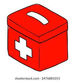 first aid box illustration hand drawn isolated vector