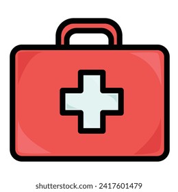  Caja de primeros auxilios aislada en fondo blanco. Concepto de salud, ayuda y diagnóstico médico.