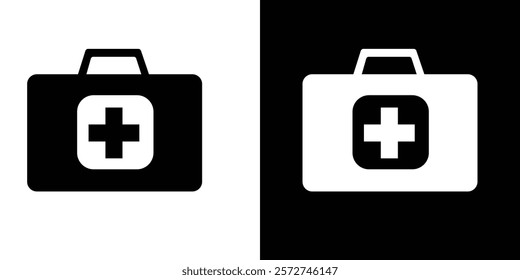 First aid box, kit icon symbol. Medical treatment box, First aid box icon, briefcase silhouette Illustration. Vector illustration.