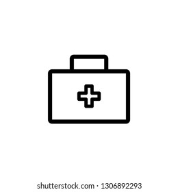 First Aid Box Line Icon In Flat Style Vector For App, UI, Websites. Black Icon Vector Illustration