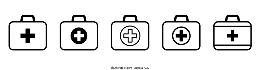 First aid box line icon, medical briefcase icon vector isolated