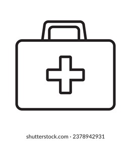 First aid box line icon. First aid kit, Medical care bag icon symbol. Vector illustration.