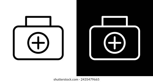 First Aid Box Line Icon on White Background for web.