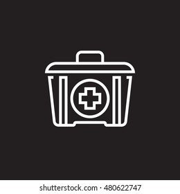 First Aid box line icon, outline vector logo illustration, linear pictogram isolated on black