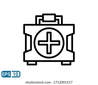 first aid box line style icon isolated on white background. EPS 10