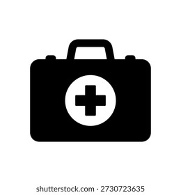 Caja de primeros auxilios e icono de maletín médico para atención médica, emergencia y diseño médico