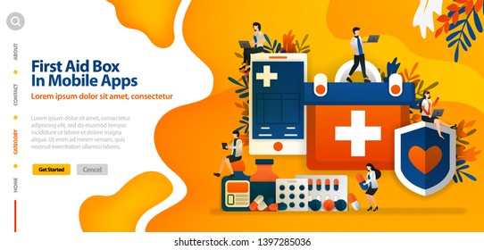 First Aid Box in the Mobile application, to protect patient health and comfort .vector illustration concept can be use for landing page, template, ui ux, web, mobile app, poster, banner, website