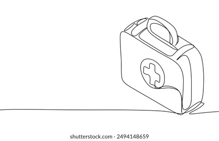 Botiquín de primeros auxilios una línea continua. Arte vectorial dibujado a mano.