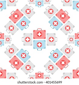 First aid box seamless pattern