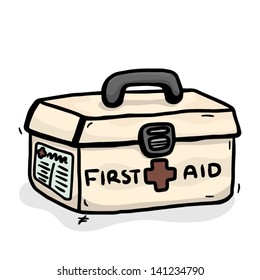 first aid box set / cartoon vector and illustration, hand drawn, isolated on white background.