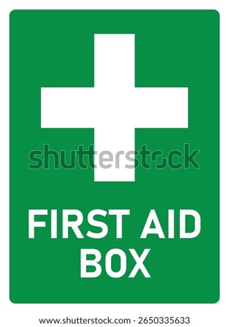 first aid box sign and symbol in green background and white