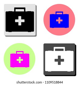 first aid box. simple flat vector icon illustration on four different color backgrounds