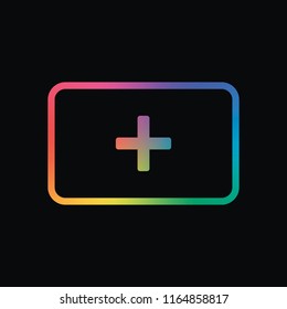 First aid box. simple icon. Rainbow color and dark background