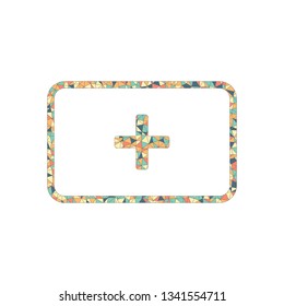 First aid box. simple icon. Colored mosaic with polygons
