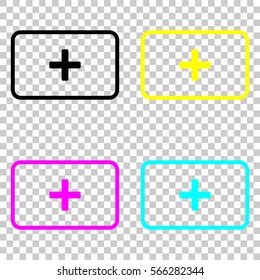 First aid box. simple icon. Colored set of cmyk icons on transparent background.