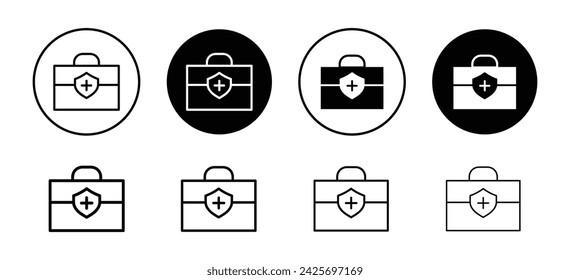 First aid box vector icon set collection. First aid box Outline flat Icon.