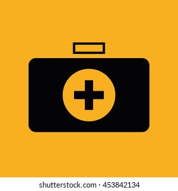 First aid box vector icon. Yellow background