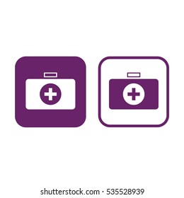 First aid box vector icon. Purple and white