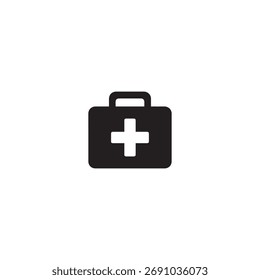“Red First Aid Box Vector with White Cross”