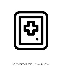 First aid cabinet. Editable stroke vector icon.