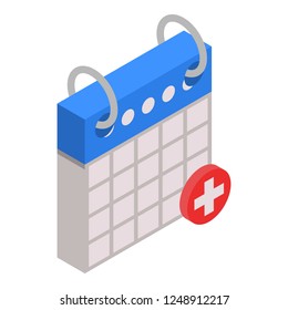 First aid calendar date icon. Isometric of first aid calendar date vector icon for web design isolated on white background