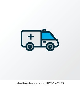 First aid car icon colored line symbol. Premium quality isolated ambulance element in trendy style.