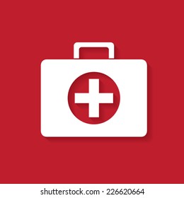 First aid case flat icon with shadow. Vector illustration eps10.