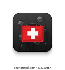 first aid case icon With long shadow over app button