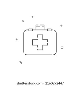 First aid case simple vector line icon. Symbol, pictogram, sign isolated on white background. Editable stroke. Adjust line weight.