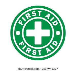 First Aid circle round medical icon symbol. Hospital doctor sign logo. Vector illustration image. Isolated on white background.