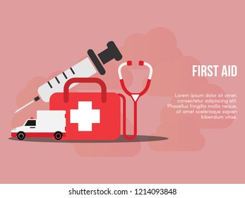 First aid concept. Ready to use vector. Suitable for background, wallpaper, landing page, web, banner and other creative work.