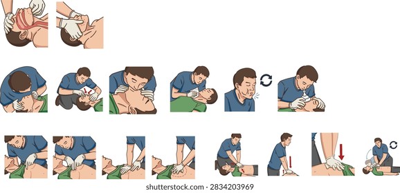First Aid CPR Chest Compressions Procedure Illustration