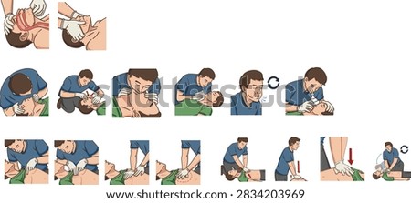 First Aid CPR Chest Compressions Procedure Illustration