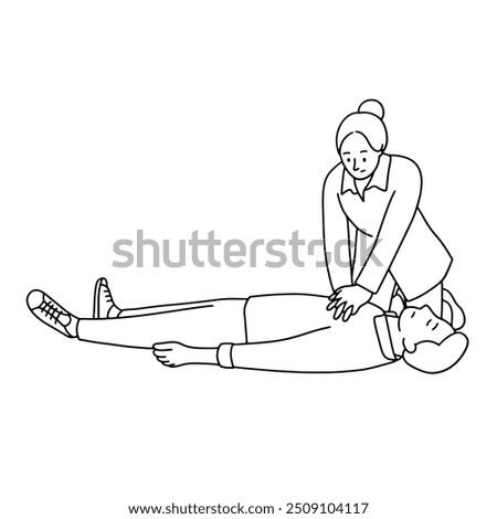 First aid CPR, handdrawn illustration