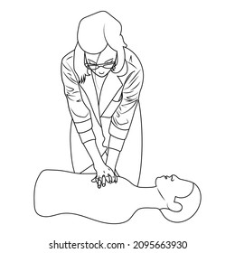 First aid and CPR training doll vector illustration.