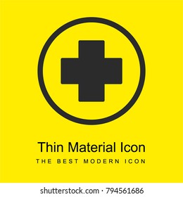 First aid cross in black inside a circle bright yellow material minimal icon or logo design