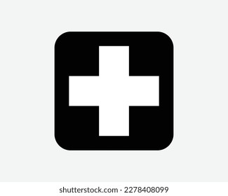 First Aid Cross Symbol Medical Emergency Humanitarian Care Black White Silhouette Sign Icon Vector Graphic Clipart Illustration Artwork Pictogram svg