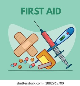 First Aid Design Vector Illustration. Medical Concept Collection