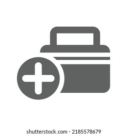 First Aid, Doctor Bag Icon. Gray Vector Graphics.