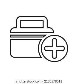 First aid, doctor bag outline icon. Line art vector.